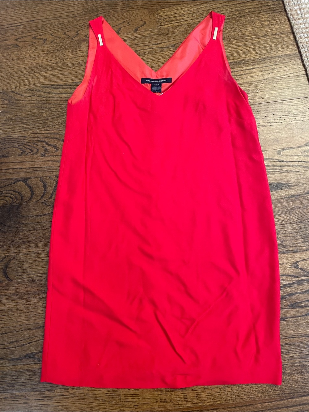 French Connection Red V-neck Sleeveless Shift Dress